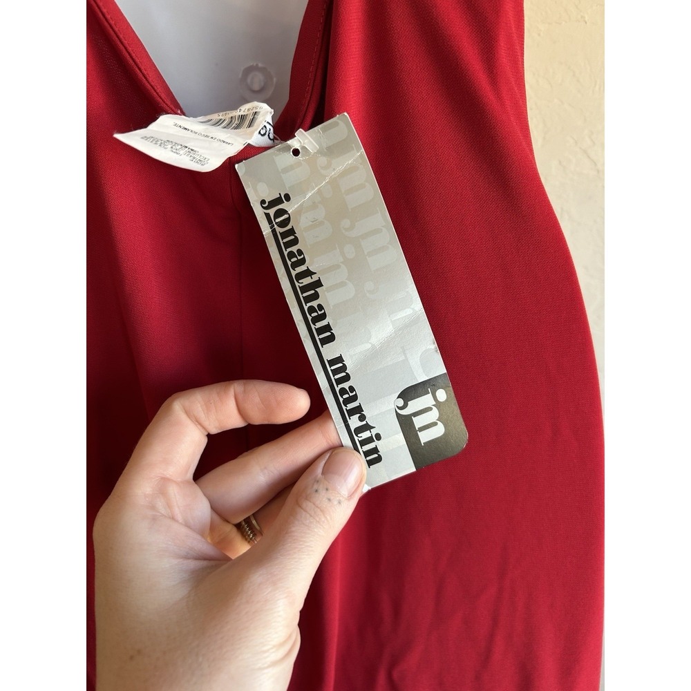 Vintage 90s Y2K Red Slip Dress M NWT Rhinestone Straps Party‎ Formal Glam - Picture 7 of 8
